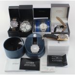 Six gents chronograph wristwatches, makes include Citizen, Pulsar, Rotary, Sekonda, Seiko etc. All