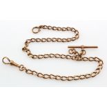 15ct gold hallmarked "T" bar pocket watch chain. Approx length 37.5cm, weight 32.5g