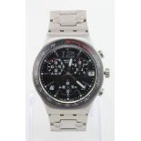 Gents stainless steel cased Swatch Irony chronograph wristwatch with date aperture at 3 o'clock.