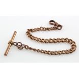 9ct gold "T" bar pocket watch chain. Approx length 21cm, total weight 18.4g