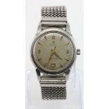Gents stainless steel cased Omega seamaster automatic calendar wristwatch circa 1950/2. The cream
