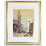 Michael Crawley (20th Century). Watercolour, depicting the Empire State Building (New York) at