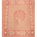 White Star Line interest. An original embroidered pink & white White Star Line deck blanket, circa