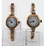 Two mid-size 9ct cased wristwatches the first with Import marks for London 1916, the second