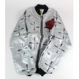 ICA Art Jak Jacket, designed by Patrick Caulfield, silver & black with a rose to chest, size 34,