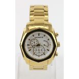 Gents "Michael Hill" Chronograph wristwatch In Gold Tone Stainless Steel. Working when catalogued