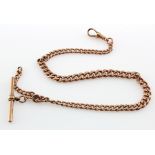 9ct gold "T" bar pocket watch chain. Approx length 32cm, total weight 31g