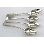 Three silver Scottish Provincial teaspoons, comprising two Old-English and one fiddle Pattern; the 2