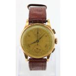 Gents 18ct cased "Chronographe Suisse" chronograph wristwatch. Circa 1950s, working when catalogued