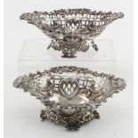 Pair Victorian silver bon bon dishes, hallmarked London 1877 by Charles Boyton. Weight approx 6.6oz