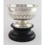 Silver Rose bowl on wooden stand, bowl hallmarked for Birm. 1926 (marks rubbed) Bears Presentation