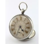 Gents silver open face pocket watch, hallmarked London 1924. The silvered dial with gilt roman