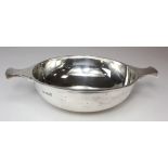 Large silver 2 handled quaich, hallmarked M.H.& Co. Sheffield, 1912. (Retailer R. Stewart,