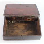 Oak writing box, circa 18th Century (?), with two internal drawers, height 16cm, width 42cm, depth