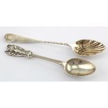 Art Nouveau silver teaspoon, with some damage to top, hallmarked W.A. Birmingham 1907 and a fancy