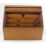 Oak desk stationary box with roll top lid, circa late 19th to early 20th Century, height 26.5cm,