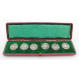 Set of six Art Nouveau silver buttons. Hallmarked Birmingham 1906 by Joseph Gloster Ltd. Cased