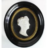 Plaster relief portrait of a Lady, circa 19th Century, signed to base of plaque 'Lady C. Campbell