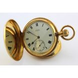 Gents 18ct cased full hunter pocket watch, Hallmarked London 1911. The white dial with Roman