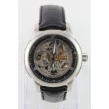 Gents Emporio Armani automatic wristwatch, Skeleton movement on a leather strap. Working when