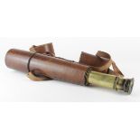 Four drawer leather cased telescope by W. Watson & Son Ltd, circa WWI, extended length 90cm approx.