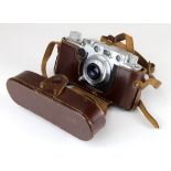 Leica IIF Camera (nr. 451227), circa 1957, with Elmar f=5cm 1:3,5 lens, comes with original
