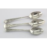 Three Georgian silver bright-cut teaspoons, two George III and one George IV (one Newcastle and