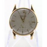 Gents 9ct gold cased Rolex Precision manual wind wristwatch, circa 1950s/60s, The off-white dial