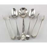 Mixed lot of silver flatware, comprising two Peter & Ann Bateman Old English teaspoons, hallmarked