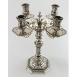 Very well made, heavy silver plate, French Christofle , four arm candelabra, converts to one