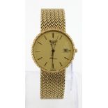 Gents 9ct cased Longines Quartz Presence wristwatch on a integral 9ct bracelet, watch working when