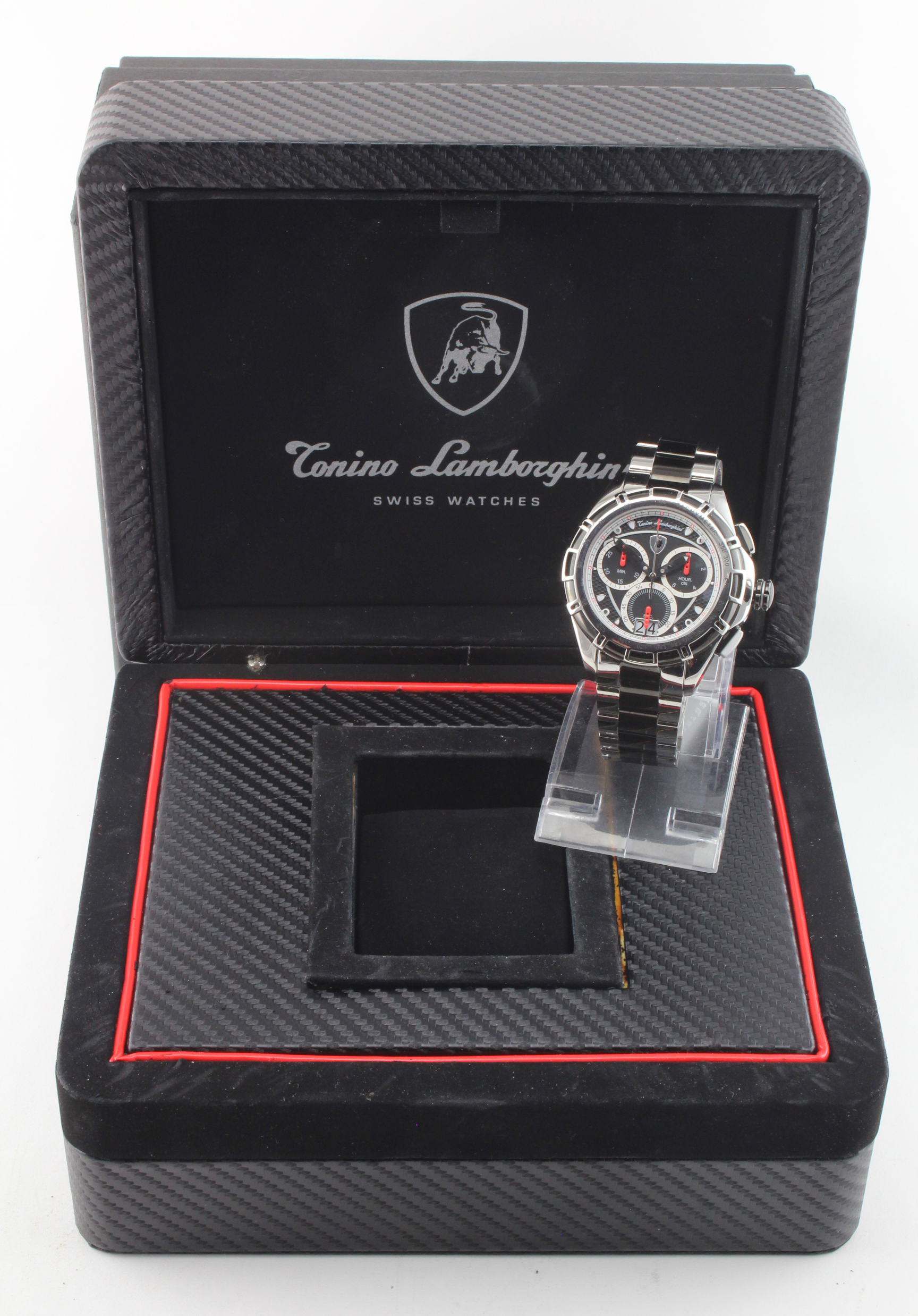 Gents Conino Lamborghini chronograph wristwatch with box, paperwork and tag still attached