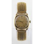 Gents 9ct cased Tudor (Rolex) wristwatch, hallmarked Birmingham 1954, on an expandable strap.