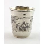 Russian 84 zolotniks (.875 Fineness) silver & niello vodka/tot cup, late 19th c. Moscow. Height