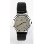 Gents manual wind stainless steel cased Rolex wristwatch, the cream dial with gilt Arabic / dart