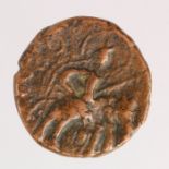 Ancient India copper of c.22mm., wt. 6.5g., of the Kushan Kingdom, Huvishka, 156-195, obverse:- King