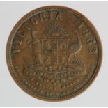 Australia, Thomas Stokes, Melbourn Penny token 1862 VF, die flaw.