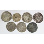 Edward I London silver pennies (7): Classes unidentified, F-VF, with tickets/provenance.