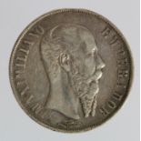 Mexico, Empire of Maximilian silver 1 Peso 1866 Mo, VF, ex-mount 12 o'clock.