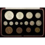 Proof Set 1937 (15 coins) Crown to Farthing, including Maundy Set, nFDC with original case (silk has