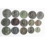 Late Roman Imperial bronzes, these of mixed module x 15, GF to VF [15]
