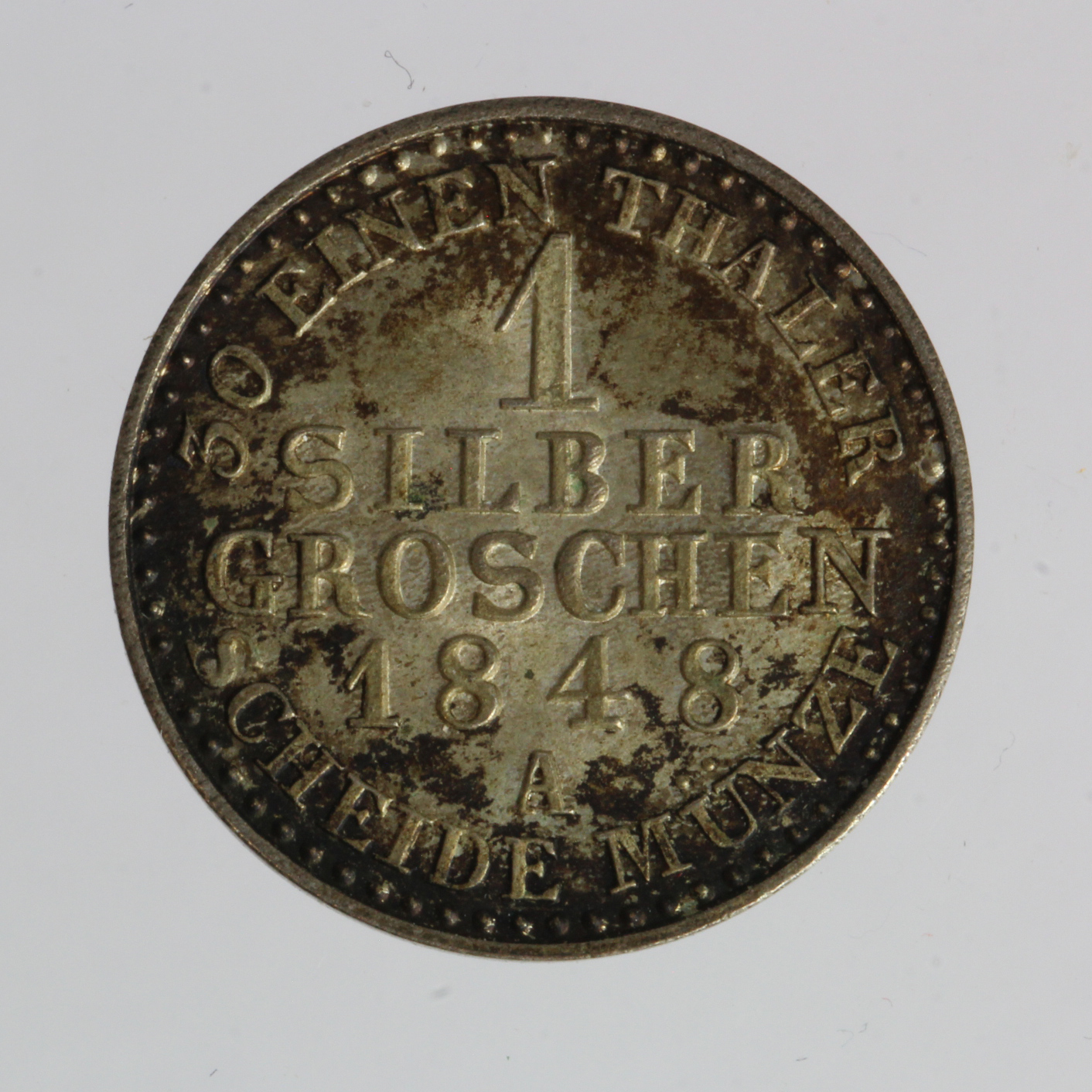 German State Prussia 1 Silber Groschen 1848A, toned UNC - Bild 2 aus 2