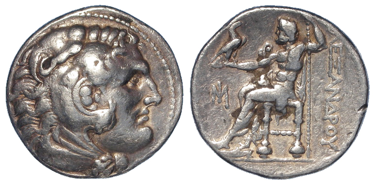 Alexander III the Great 336-323 B.C. silver tetradrachm, head of young Herakles right, clad in