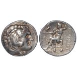 Alexander III the Great 336-323 B.C. silver tetradrachm, head of young Herakles right, clad in