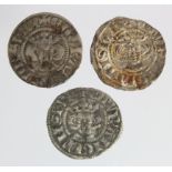 Edward I London silver pennies (3): Class 3g VF, Class 4a nVF, and Class 4c F; with tickets/