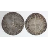Elizabeth I Shillings (2): Second Issue 1560-1561 mm. Cross Crosslet, Spink 2555, crinkled Fine, and