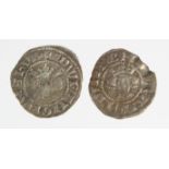 Edward I London silver halfpennies (2): S.1434 GF, and S.1436 slightly chipped nVF; with tickets.