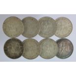 Germany (8) Third Reich silver 5 Reichsmark 1934-35, mixed grade.