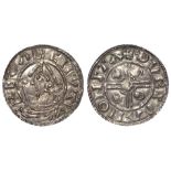 Cnut silver penny, Quatrefoil Issue. Spink 1157, obverse reads:- +CNVT REX A, reverse reads:- +
