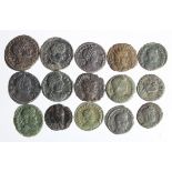 Late Roman Imperial bronzes, these of mixed module x 15 , GF to VF [15]